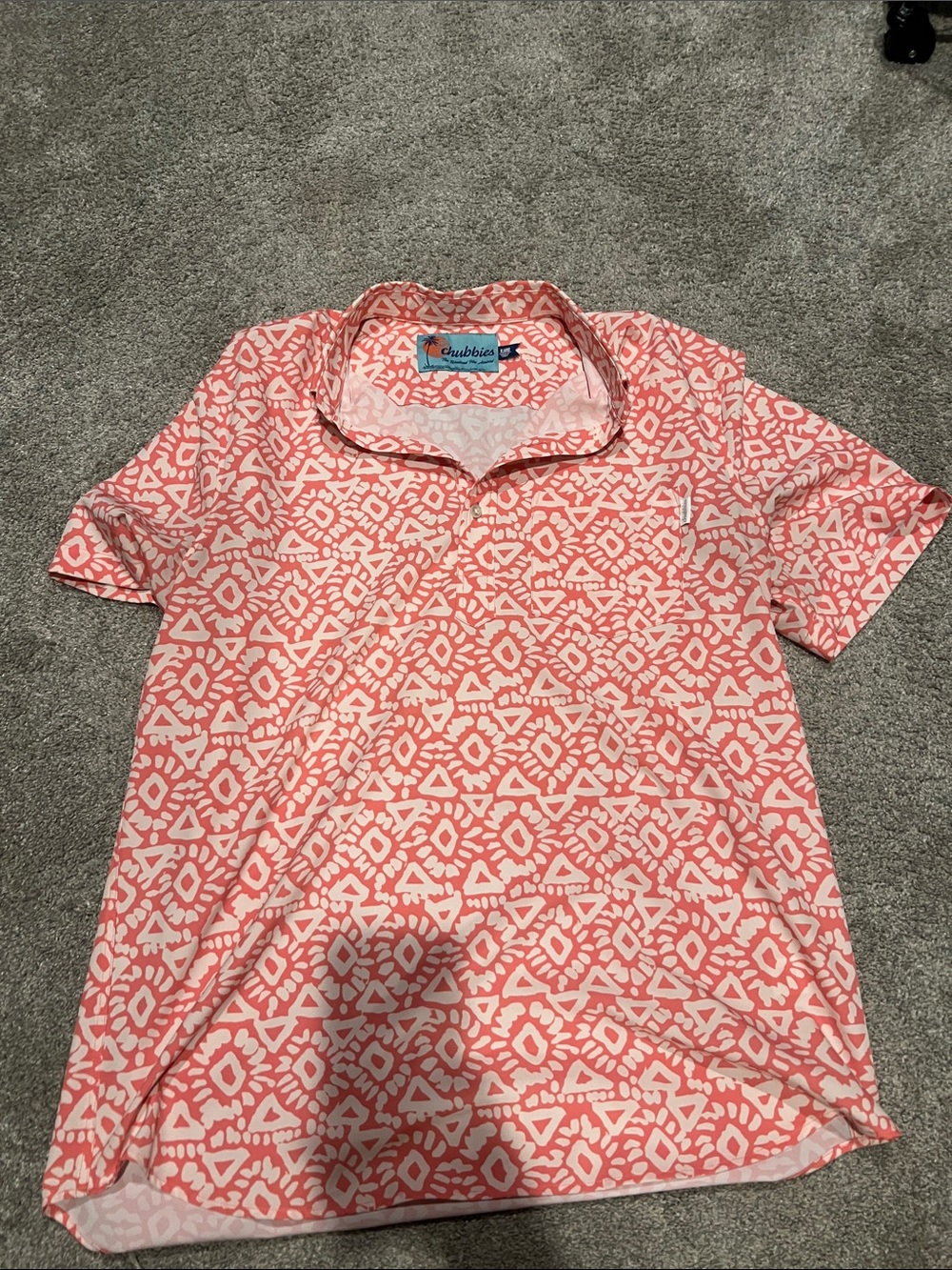 chubbies Coral & White Tribal Print Short-Sleeve Polo